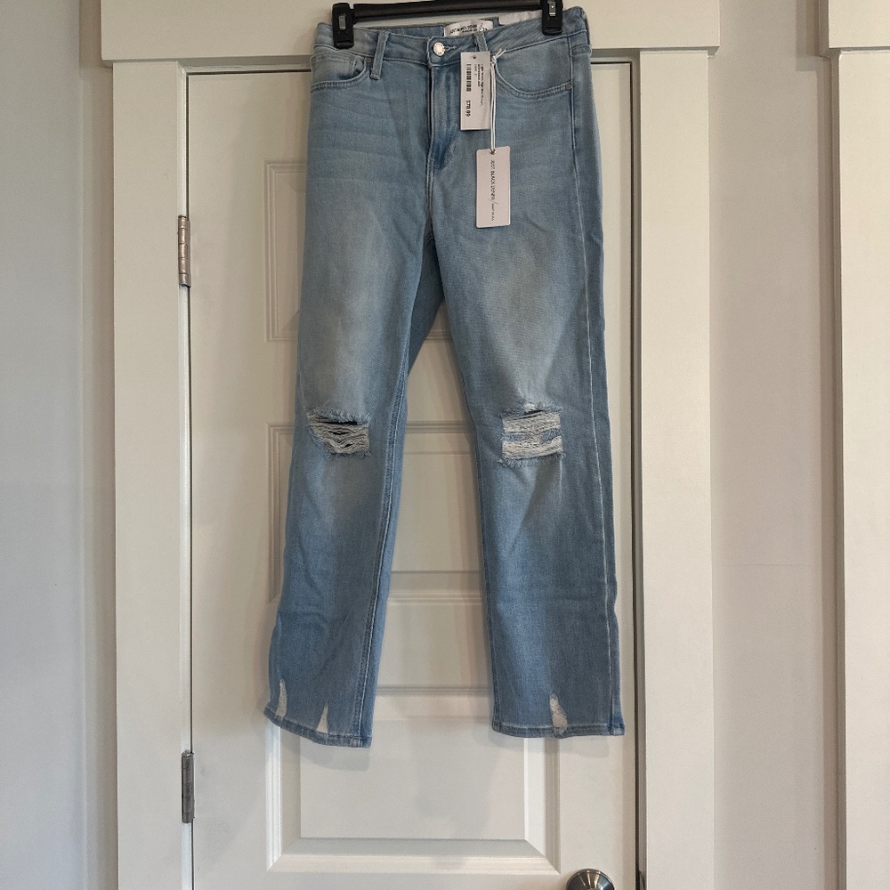 Light wash high rise distressed jean